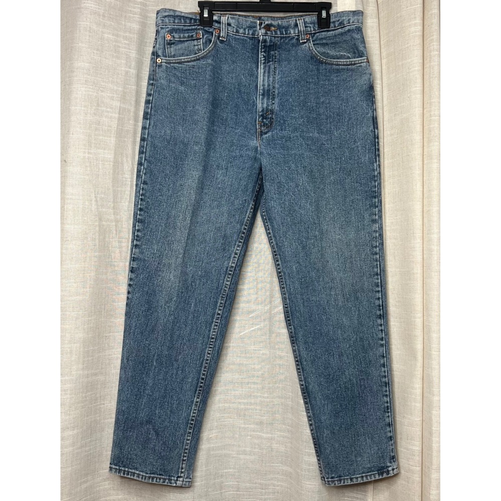 90s Vintage Levi's‎ 550s Denim Jeans Medium Wash USA Black Batwing Men's 38x30